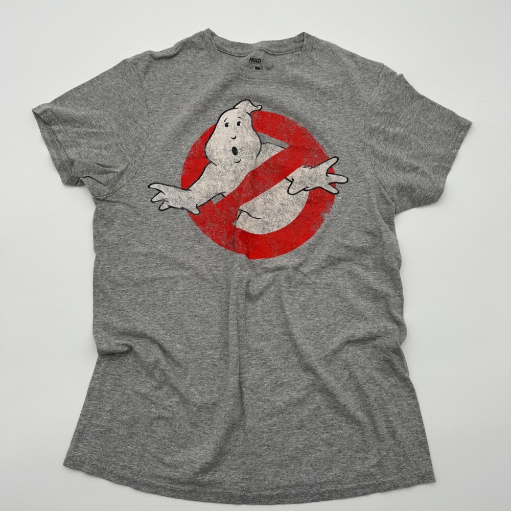 Mad Engine Ghostbusters Graphic T-Shirt‎ Mens Small Heather Grey Logo Tee